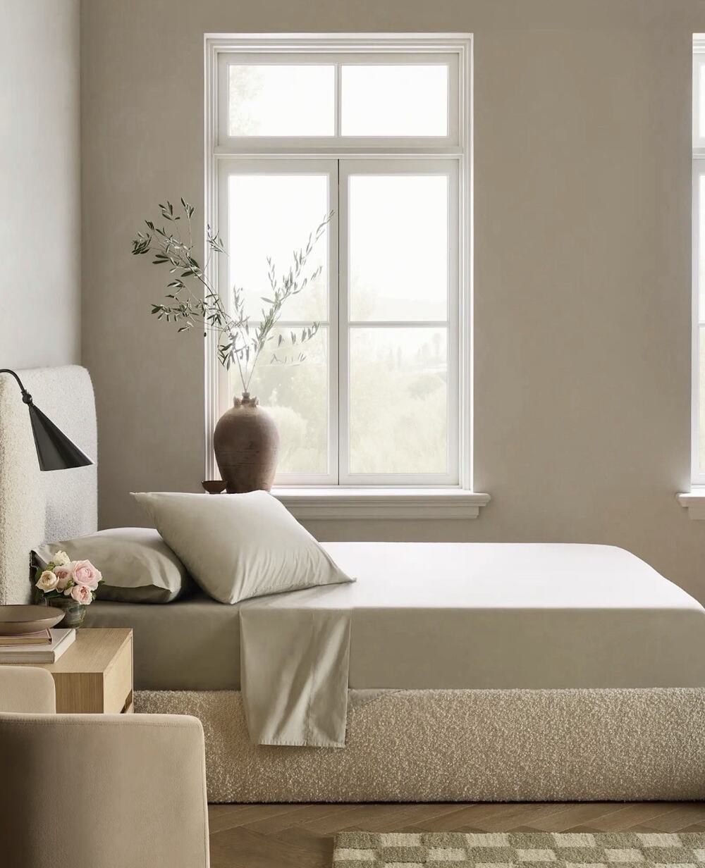 NEW Quince SPLIT KING Classic 100% Organic Cotton Percale TOFFEE Sheet Set Beige